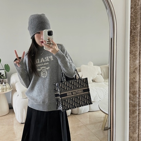 DIOR藍緹花Book Tote小型托特包