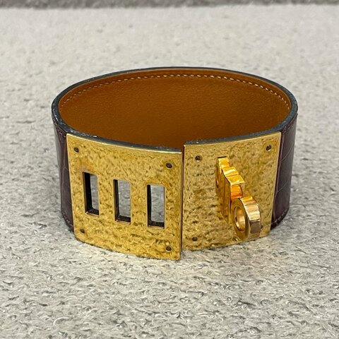 Hermès Kelly Dog Alligator Bracelet Burgundy Purple