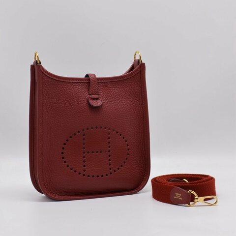 HERMES Mini Evelyne - Rouge H 55 愛馬仕紅金 B