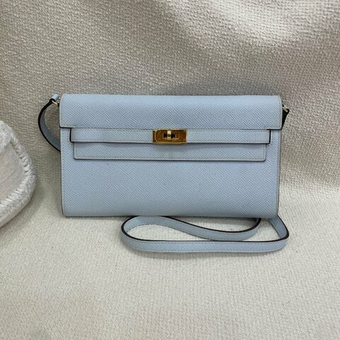 Hermès Kelly To Go Epsom Wallet Blue Gold Hardware