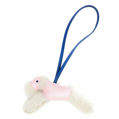Hermes Budy Charm 小羊皮獵狐㹴造型吊飾(粉/白/藍)
