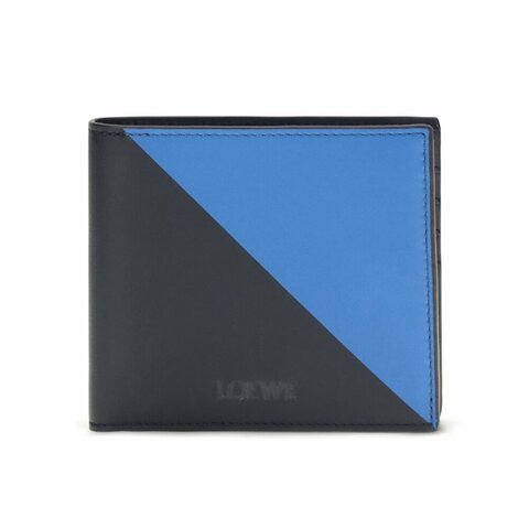 【LOEWE 羅威】Flag Bifold 小牛皮 雙摺 皮夾 卡夾 短夾 深海軍藍色 皇家蔚藍色 C643302X37