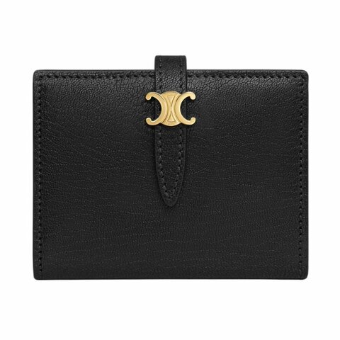 【CELINE】Triomphe Pontet Bifold 雙摺 羊皮 皮夾 卡夾 黑色 L101O3GVE.38NO