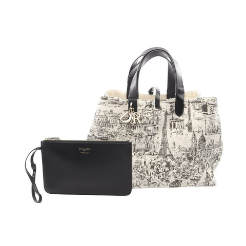 Christian Dior Toujours 大手提包 M2820OZBT 帆布皮革 白色 黑色