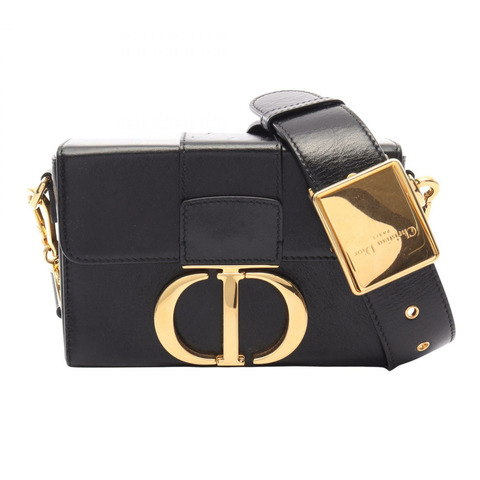 Christian Dior 30 MONTAIGNE Box 肩斜背包，黑色皮革，二手女款