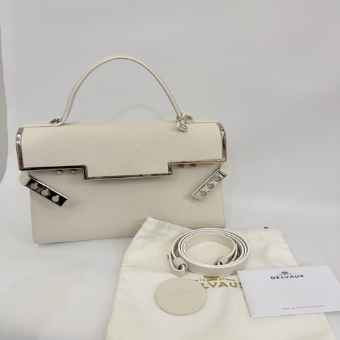 Delvaux 白牛皮手提tempete MM