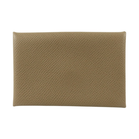 HERMES Epsom皮革Calvi Card Case卡片套Etoupe