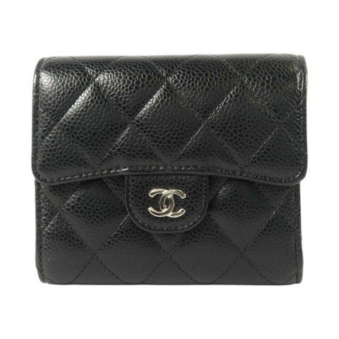 CHANEL 牛皮皮革Classic Small Flap Wallet銀扣錢包