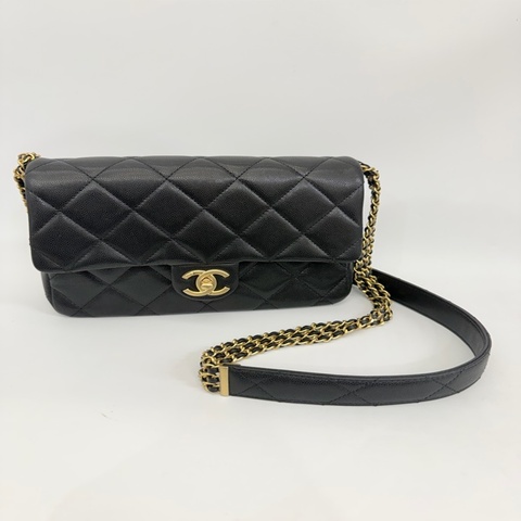 Chanel 黑金荔枝皮斜背包