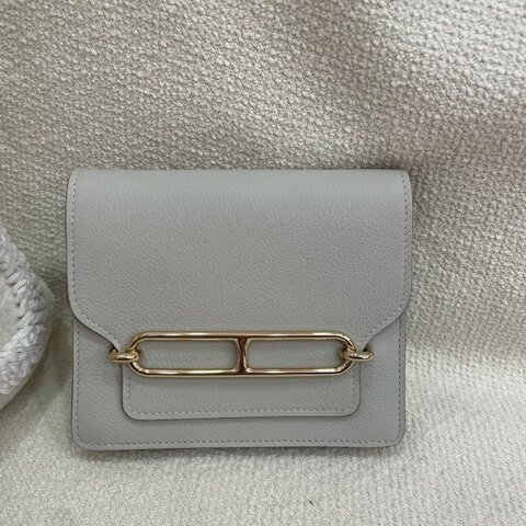 Hermès Roulis Slim Evercolor Leather Glacier White Light Gold Hardware
