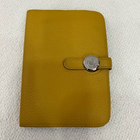 Hermès Dogon Compact Short Wallet Togo Leather Amber Yellow Silver Hardware