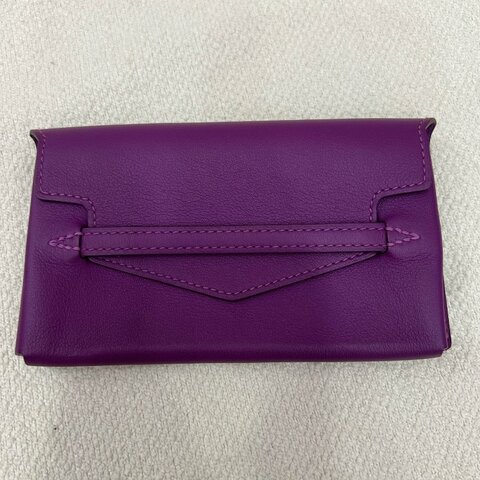 Hermès Insert Wallet Pouch Swift Leather Anemone Purple Silver Hardware