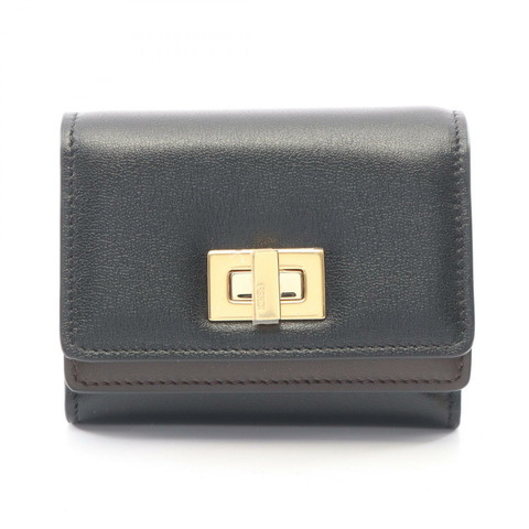 FENDI WAY 三折皮夾 8M0555AWR7F1DDQ 皮革 黑色 棕色 全新 女士