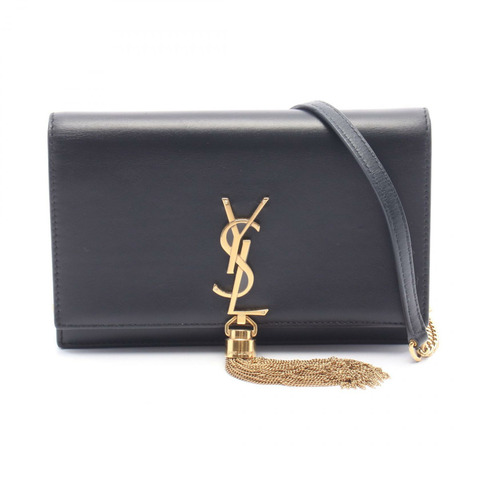 SAINT LAURENT PARIS Kate 流蘇單肩包 452159 黑色皮革 二手 女士