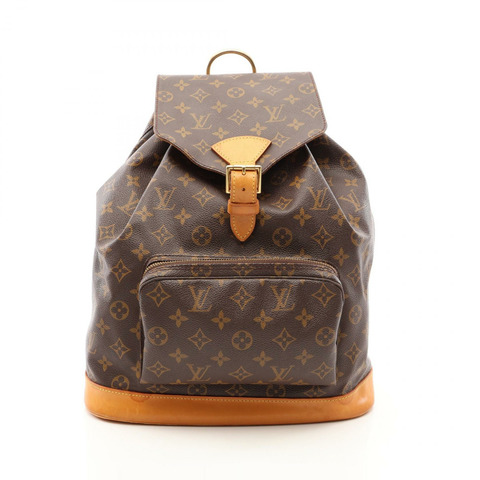 路易威登 MontsourisGM Monogram 雙肩包 M51135 PVC塗層帆布皮革棕色二手女款