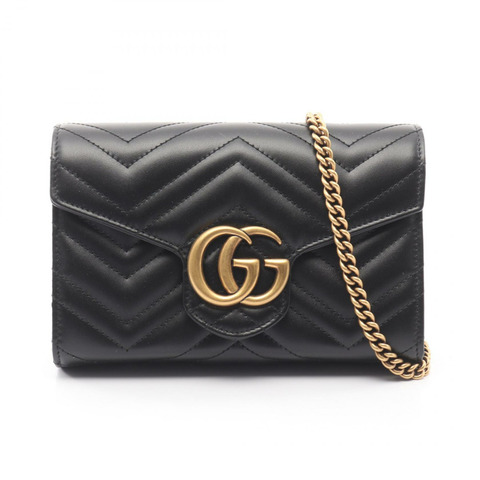 GUCCI GG Marmont 鏈條單肩斜背包 474575DTD1T1000 皮革 黑色 全新