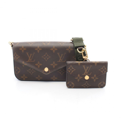 路易威登 Mullty Pochette Felicie Monogram 單肩包 M80091 PVC塗層帆布 棕綠色 二手 女士