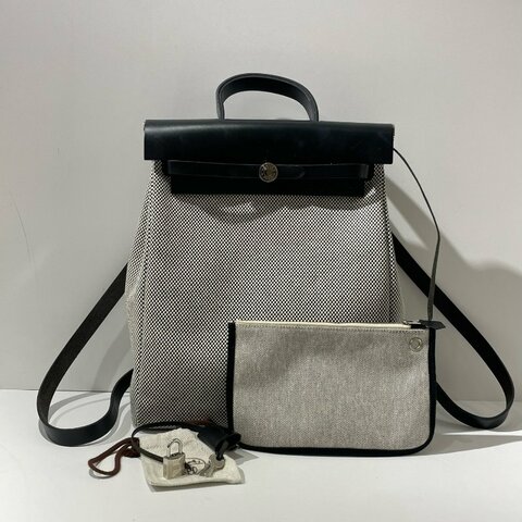 HERMES愛馬仕 Herbag Zip 29 雙肩包 黑白熊貓配色銀扣