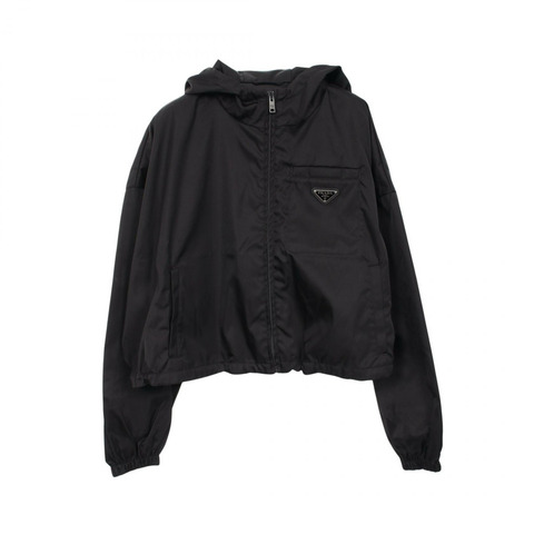 PRADA Re-Nylon 三角形 Logo 短連帽褲 其他外套 尼龍 黑色 二手 女款