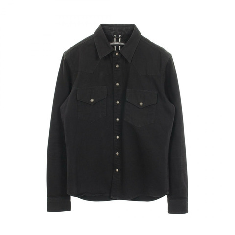 鉻心 (CHROME HEARTS) 十字球紐扣十字貼片西部襯衫夾克 其他上衣 棉質 黑色 二手 男士