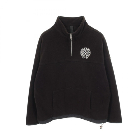 CHROME HEARTS Y NOT 馬蹄形刺繡匕首半拉鍊抓絨衛衣，聚酯材質，黑色，二手男款