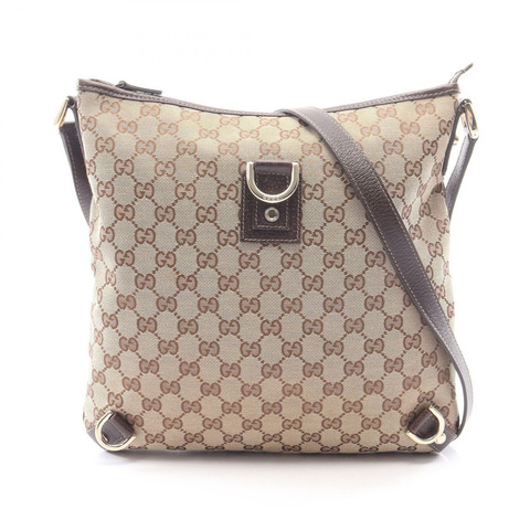 GUCCI Abbey GG帆布單肩包 131326 帆布皮革 米色棕色 二手 女士