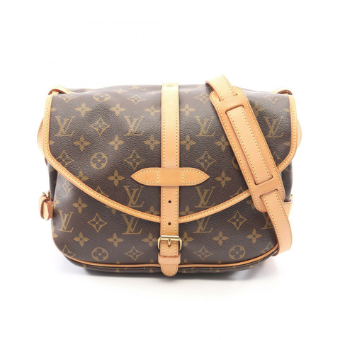 路易威登 Saumur 30 Monogram 單肩包 M42256 PVC 塗層帆布皮革棕色二手女款