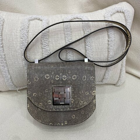 Hermès Mini Mosaïque Lizard Leather Natural Lizard Silver Hardware