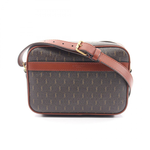 SAINT LAURENT PARIS Monogram 相機包/單肩包 669957 PVC塗層帆布皮革 棕色 二手 女士
