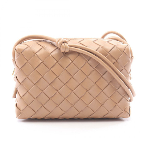 BOTTEGA VENETA Intrecciato 迷你環形相機包/單肩包 723547V1G112787 皮革 米色 全新 女士