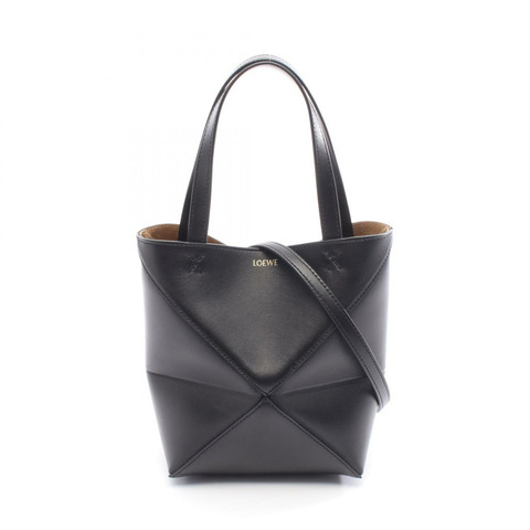 LOEWE Puzzlefold 迷你手提包 A657V25X011100 黑色皮革 全新 女士