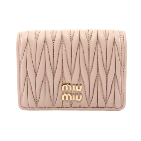 Miu Miu MATELASSE'MIU Matelasse 雙折錢包 5MV021AFPPF0236 皮革 粉紅色 新款 女士