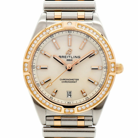 百年靈 Chronomat 32 U77310 銀色錶盤小姐腕錶