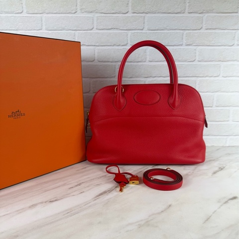 Hermès 愛馬仕 bolide 31 紅色金釦