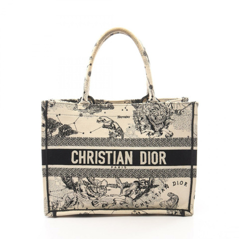 Christian Dior BOOK TOTE 中 Toile de Jouy 帆布手提包 米色 黑色 二手