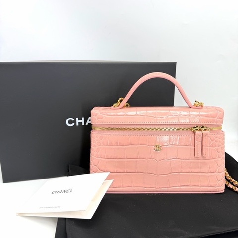 Chanel LP Slim Vanity 19cm 26B Pink Croc GHW