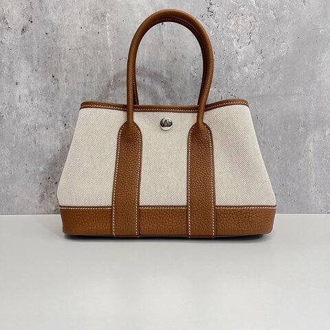 Hermes Garden party mini 帆布拼金棕 全新全配 臺灣購證 G刻