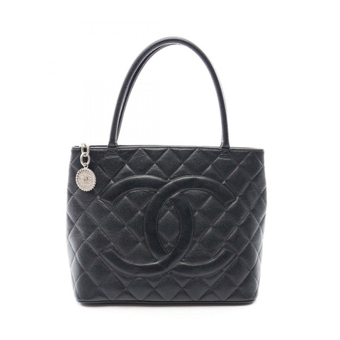 香奈兒 (CHANEL) Medallion 托特包 A01804 黑色粒面小牛皮，二手女士款