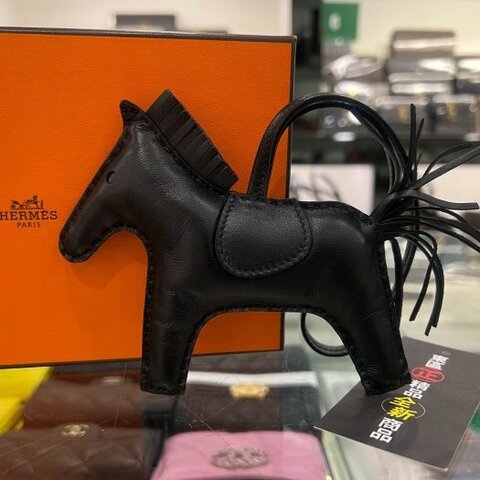 東區正精品㊣HERMES RODEO 全新未使用愛馬仕黑色全皮小馬吊飾掛飾中馬吊飾RZ6581