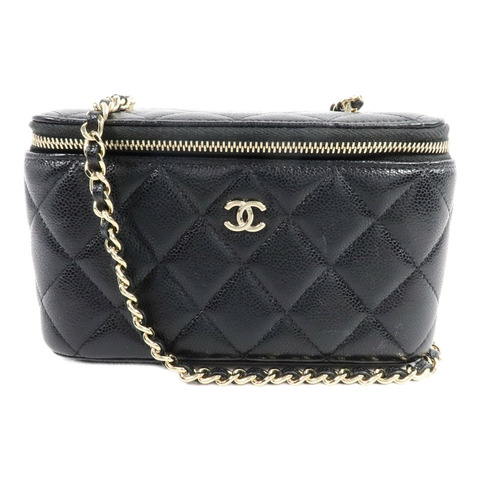 CHANEL 牛皮皮革Vanity Case鏈帶肩背袋