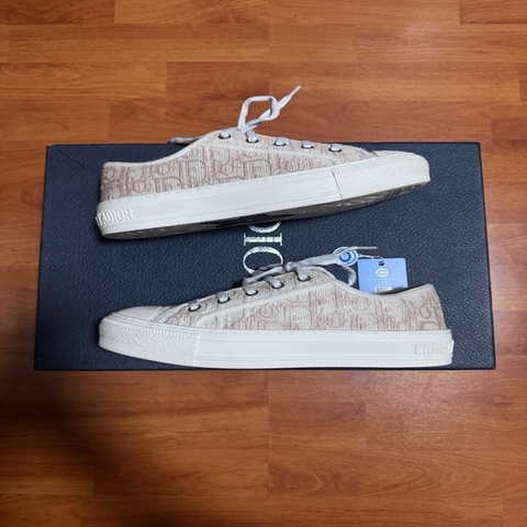 Dior厚底鞋迪奧 Walk'n'Oblique 刺繡帆布鞋粉色 37碼