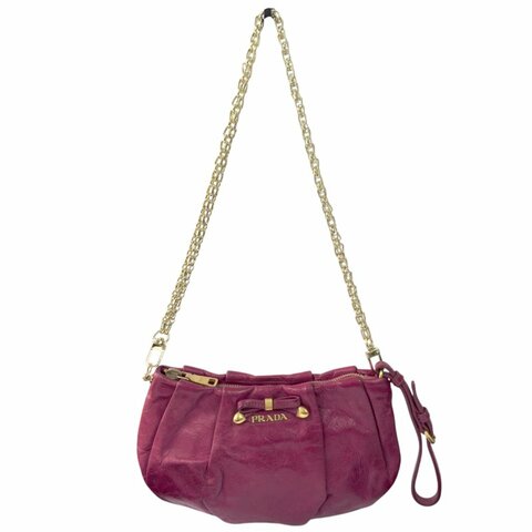 PRADA *自加鏈＞送無品牌扣＋無品牌鏈帶* 蝴蝶結 肩背包