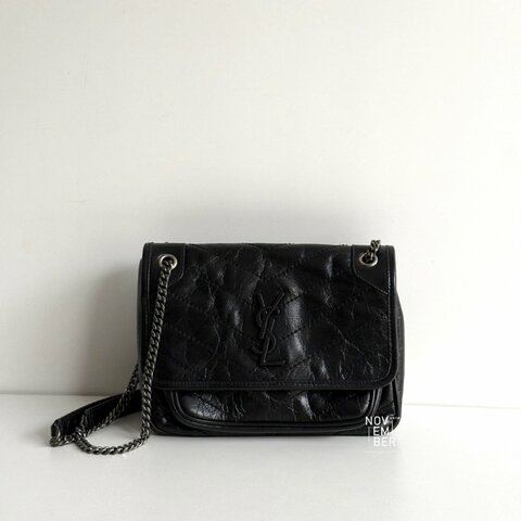 99新🆕 Saint Laurent 聖羅蘭 Niki Baby 黑色銀鏈