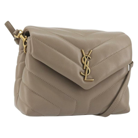 SAINT LAURENT Lulu 單肩包 皮革 米色 金色調 467072 正品 BA14823V