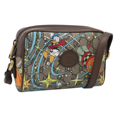 GUCCI GG Supreme 迪士尼唐老鴨單肩包 PVC 米色 648124 正品 BA14784SAM