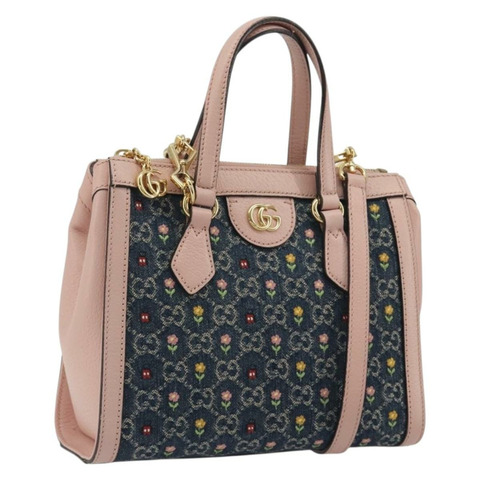 GUCCI GG Marmont Ofidia 手提包牛仔布 2way 藍色 547551 正品 BA14795M