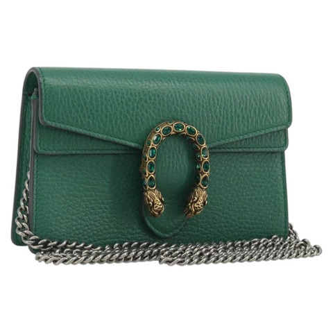 GUCCI Duonisos 單肩包 皮革 綠色 金色 476432 Auth mr2815