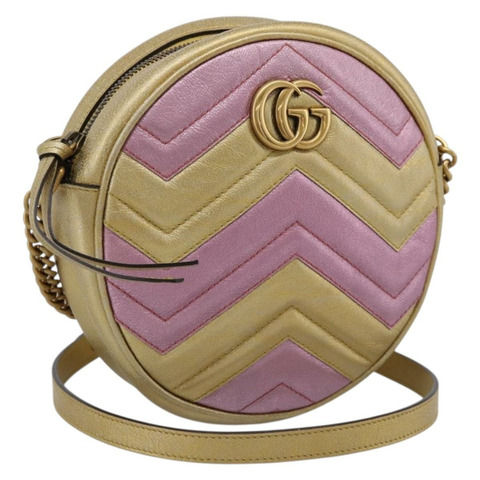 GUCCI 鏈條單肩包 皮革 金色 550154 正品 am12399V
