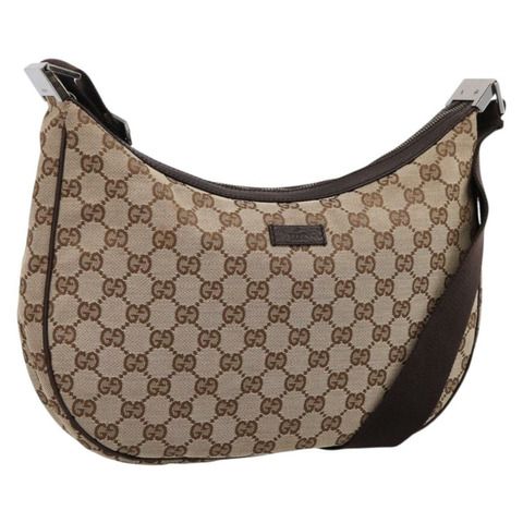 GUCCI GG帆布肩背包 米色 銀色 122790 正品 am12405V