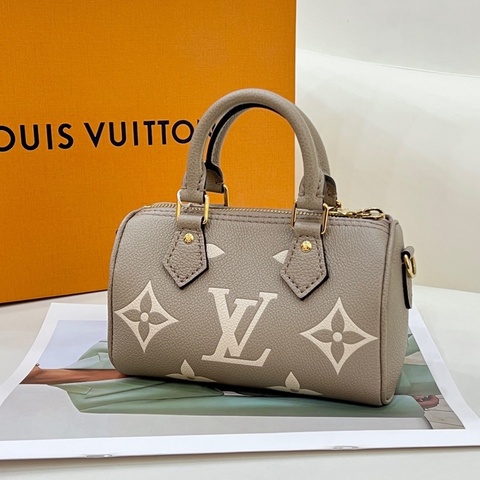 Louis Vuitton路易威登  LV Speedy Nano大象灰手提斜挎包 芯片款尺寸:16x7.5x10 牛皮